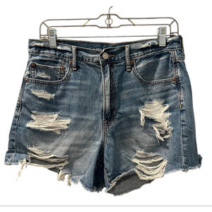 American Eagle 90s Boyfriend Size 6 Denim Jeans Shorts Distressed Casual Blue